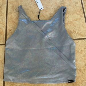 Koral Scuba Top Metallic Grey Size Medium